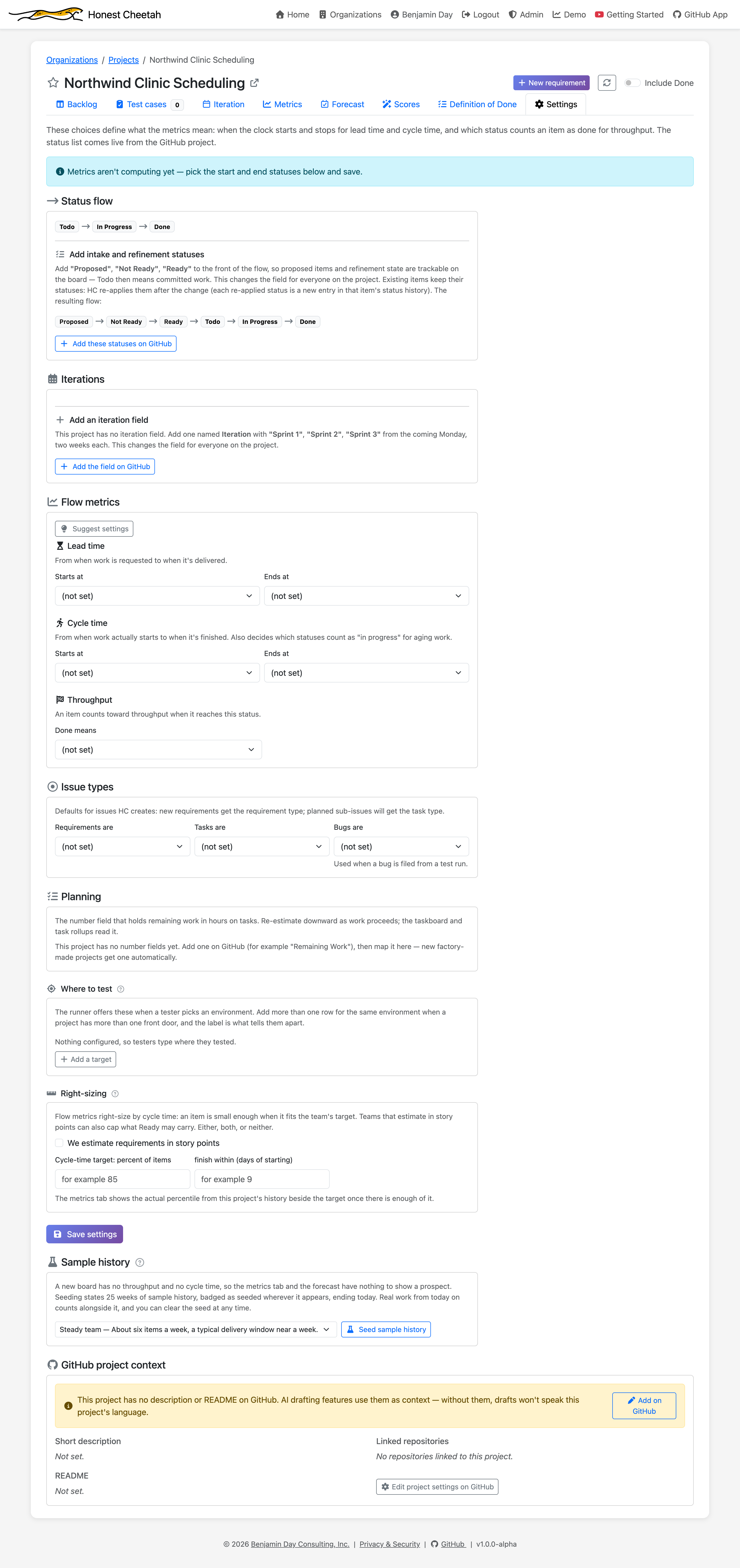 The Settings tab offering to add an iteration field with the schedule it would create